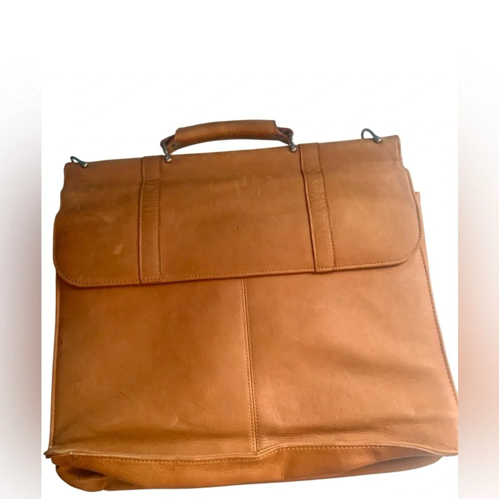 Kenneth Cole Reaction Cognac Leather Laptop Briefcase Messenger Bag